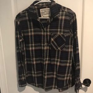 Plaid button front flannel shirt